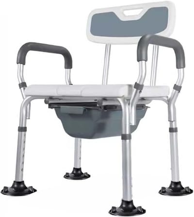 Toiletstoel - Nachtkastje stoel - Veiligheid Thuis - 3-in-1 Functie - Verstelbaar 40-52.5 cm - Grijs