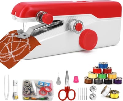 Handnaaimachine - Mini naaiapparaat - Snelle kledingreparatie - Draagbaar en lichtgewicht - 8x2x3 Inch - Rood