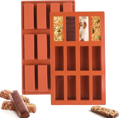 Famanu – Siliconen mueslirepen bakvorm set met 12 holtes, rechthoekig anti-aanbak ontwerp voor energierepen, brownies, cheesecake en desserts