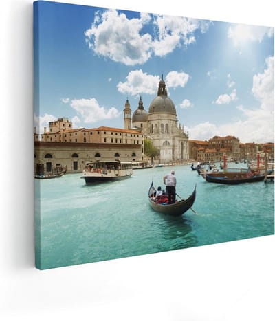 Artaza Canvas Schilderij Gondel Venetië - 50x40 cm - Wanddecoratie Italië - Muurdecoratie Stad - Kamer Accessoires Canal Grande