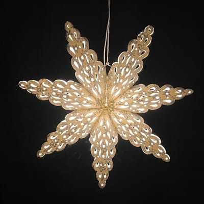 Kerstster papier met verlichting - 60 cm diameter, 18 cm diep - Kerst ster voor binnen - Tara Grijs - Incl. 3 m. snoer met stekker, schakelaar en E14-fitting - Kerst Raam decoratie - Kerstversiering - Kerstverlichting