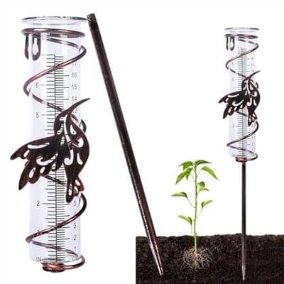 Grote Capaciteit Regenmeter met Spiraal Inzet en Metalen Houder voor Tuin Decor