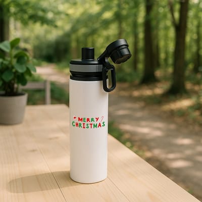 Hacebo® - Kerst merry christmas waterfles met draaidop grijs - Kerstmis - Kerst beker - winter - kerst - christmas - kerst cadeau - water fles - 850ML