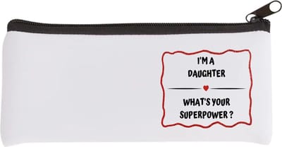 Akyol - i'm a daughter what's your superpower? Etui - Dochter - dochter met superkracht - verjaardag - cadeautje voor dochter - dochter artikelen - kado - geschenk - 20 bij 9 cm