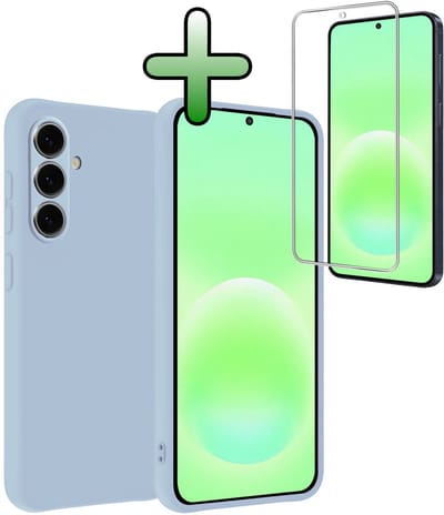 Hoesje Met Screenprotector - Geschikt voor Samsung Galaxy A57 - Sterk & Shockproof - Back Cover - Siliconen Case - Telefoon Hoes - Lichtblauw
