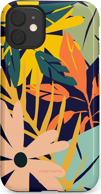 Casetastic Hoesje Geschikt voor Apple iPhone 11 - Stijlvolle Beschermende Duo-layer Case - Ruwe bloemen
