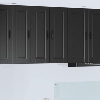 vidaXL - Wandkast - PORTO - Zwart - 30 - x - 31 - x - 80 - cm - Bewerkt - hout