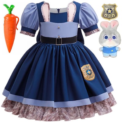 Film Zootopia 2 Dapper Schattig Konijn Judy Kostuum Voor Baby Meisje Rollenspel Judy Hopps Konijn Verkleed Jurk Poppen Set 2-10 Jaar 3T(TAG 110) gray