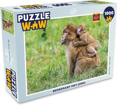 Puzzel Aap - Baby - Gras - Legpuzzel - Puzzel 1000 stukjes volwassenen