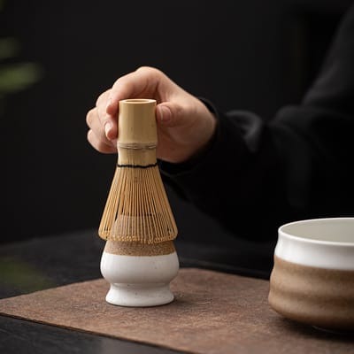 8-delige keramische matcha-gardehouders, huishoudelijk opbergrek voor theeceremonie，6cm*7cm，Keramische theegarde in de vorm van een hoed