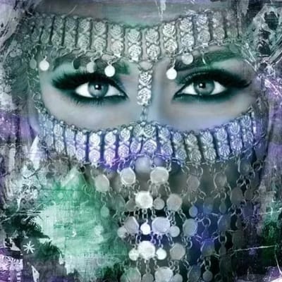 Safaary - Arabisch schilderij Arabische vrouw blauw