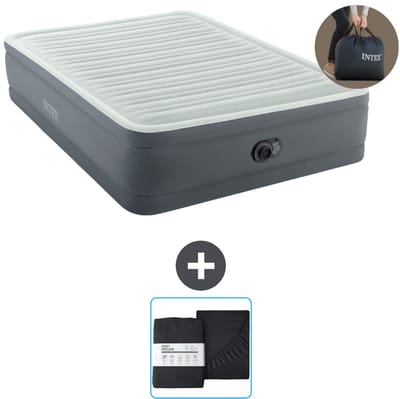 Intex Luchtbed - 2-Persoons - 152 x 203 x 46 cm - Grijs - Inclusief pomp en Hoeslaken