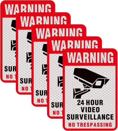 Bewakingsstickers - Camerabewaking waarschuwing - Diefstalpreventie - Reflecterend UV-bestendig - 13.5 x 10.5 cm - Zwart