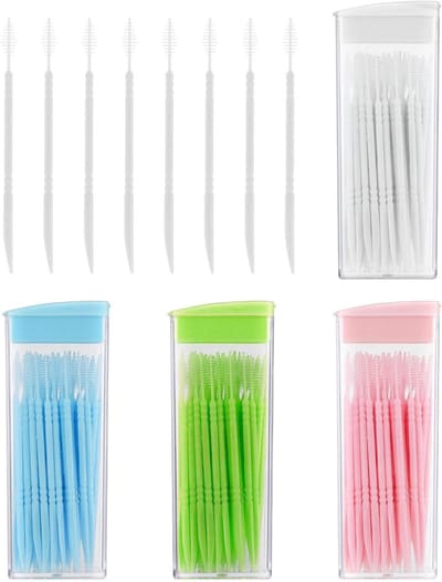 Tandzijde Tandenstokers - Interdentale Borstel - Mondhygiëne Verbeteren - Dubbelkoppig Ontwerp - 200 Stuks - Wit Blauw Groen Roze