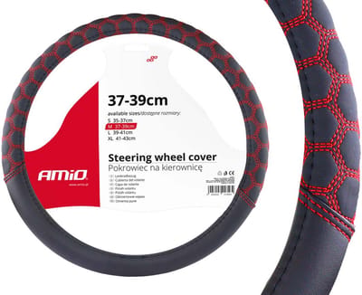 Stuurhoes Auto - Voor 37-39 cm Stuurwiel - Zwart / rood