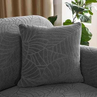 45 X 45 Cm Waterdichte Blad Jacquard Decoratieve Vierkante Sierkussenhoes Zachte Kussenhoes Voor Slaapbank Stoelhoes Versieren 450mm*450mm donkergrijze kleur