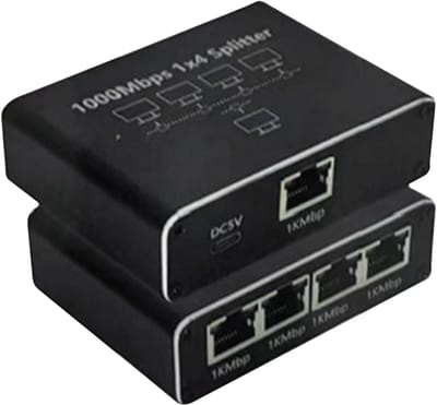 Ethernet Splitter - Netwerk Adapter - Netwerk Uitbreiden - Gigabit Snelheid - 1 naar 4 Poorten - Zwart