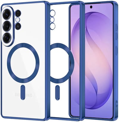 Hoesje geschikt voor Samsung Galaxy S26 Ultra - Techsuit Luxury Crystal Back Cover - Geschikt voor MagSafe - Transparant/Donkerblauw