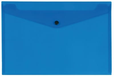 Q-Connect Map met Drukknop, PP, A4, 172 Micron, Transparant Blauw
