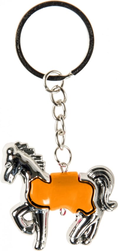 Lg-imports Sleutelhanger Paard Junior 5 Cm Staal Zilver/oranje