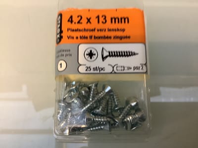 Star-X. plaat schroeven.4.2 x 13 mm. Lang. Lenskop Hout Schroef. Verzinkt.25 stuks.