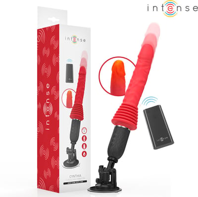 Intense - Cynthia Stotende Vibrators Met Verwarming en Afstandsbediening - Remote Control Thrusting Vibrator With Heat - Stotende vibrator met Handvat En Zuignap