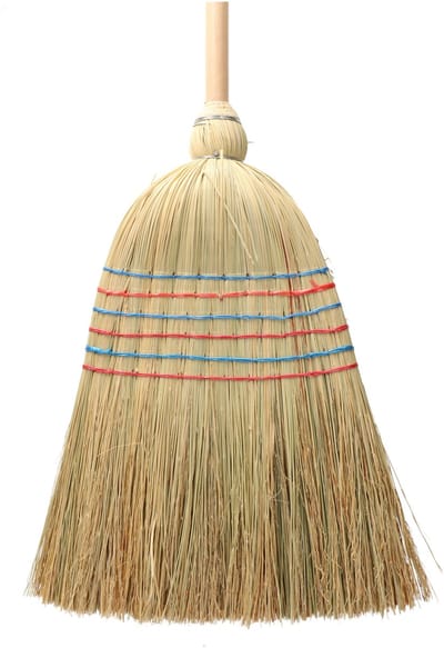 Sorex Stro bezem met houten Steel - 145 cm - binnen bezem - veel haren