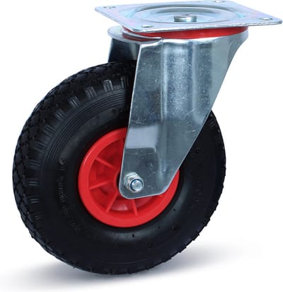 Zwenkwiel luchtband - Grote plaat - Plastic velg - 260mm - 125kg