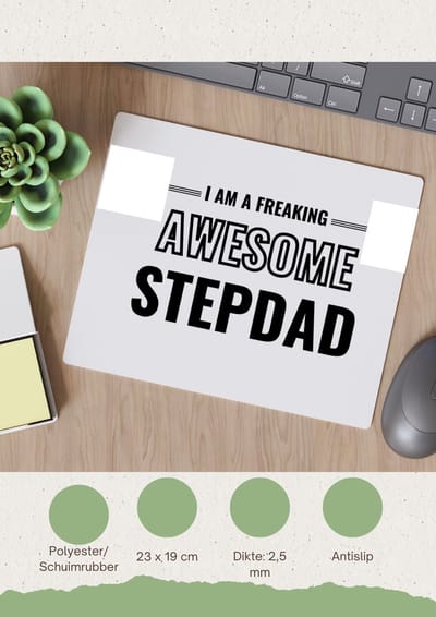 Akyol - i am a freaking awesome stepdad Muismat - Papa - de meest geweldigste stiefvader - vader cadeautjes - vaderdag - verjaardagscadeau - verjaardag - cadeau - geschenk - kado - gift - vader artikelen - 23 bij 19 cm