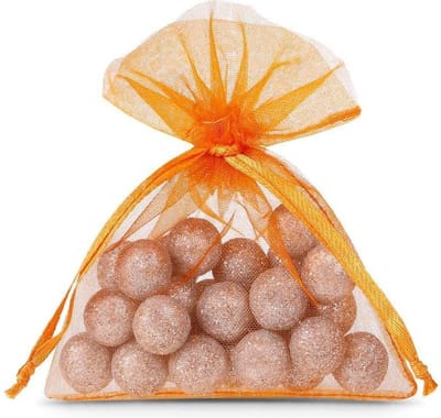 Organza Zakjes 7 x 9 cm | 50 stuk | Oranje | Cadeauzakjes Geschenkzakjes Cadeau Verpakking Geurzakjes Snoepzakjes Bruiloft decoratie