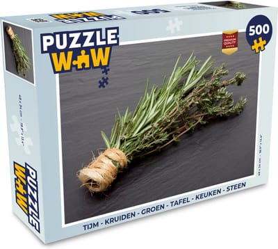 Puzzel Tijm - Kruiden - Groen - Tafel - Keuken - Steen - Legpuzzel - Puzzel 500 stukjes