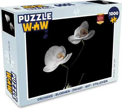 Puzzel Orchidee - Bloemen - Zwart - Wit - Stilleven - Legpuzzel - Puzzel 1000 stukjes volwassenen