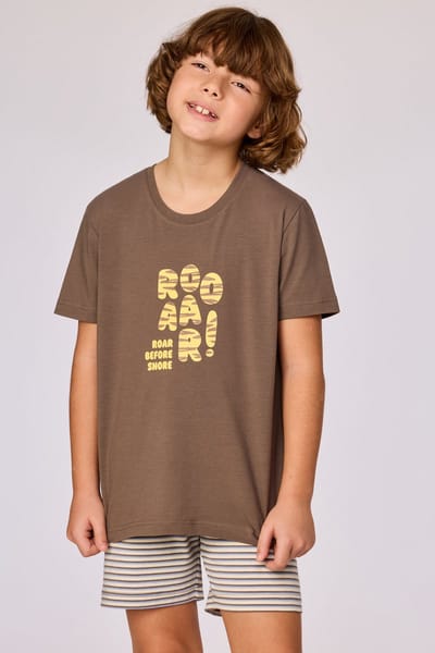 Woody pyjama jongens/heren - bruin - 'Roar' - 261-10-PZA-Z/282 - maat M