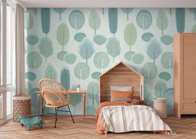 FANTASIE BOMEN FOTOBEHANG | Magisch - Blauw Groen - A.S. Création Lilly & Luis