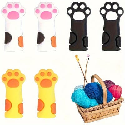 Breinaalden voor Kattenklauwen, Inclusief Stoppers, Puntbeschermers, Dopjes, Naaistoppers en Beschermers, Ideaal voor Breien en Haken. 3 Pack (1 per color)