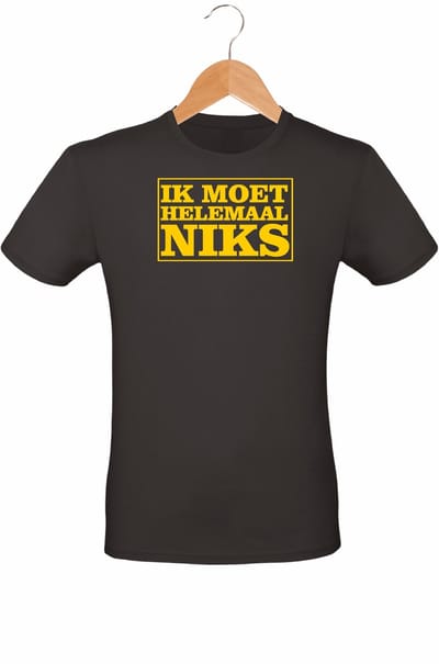 Mijncadeautje - Voordeel Cadeauset - T-shirt van 100% BIO katoen + Cap van 100% katoen - Ik moet helemaal NIKS - opdruk Geel - T-shirt maat 3XL