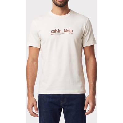 Calvin Klein Ss 30s Nyc Graphic Tee White Greige Taglia: S | T-shirt stampate Outlet | Uomo | Bianco