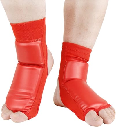Voetbescherming voor Boksen en Taekwondo, Antislip Enkelbeschermers voor Mannen en Vrouwen, Ideaal voor Kinderen, Rood (M)