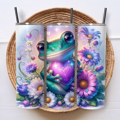Creasowl® Kikker Tumbler met Hart 600ml – Herbruikbare Drinkbeker met Deksel en Rietje – Schattige Kawaii To Go Beker voor Koude en Warme Dranken – Duurzame Drinkfles – Ideaal Cadeau voor Vrienden, Kinderen, School, Werk of Onderweg