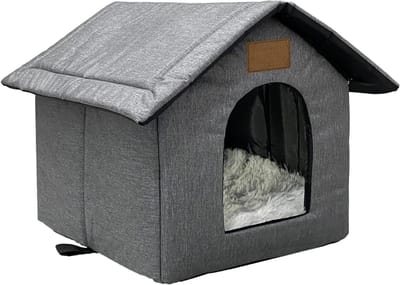 SNJY® Kattenhuis voor Buiten - Kattenhok - Kattenbak - Dierenhuis - 40D x 40B x 45H cm - Grijs