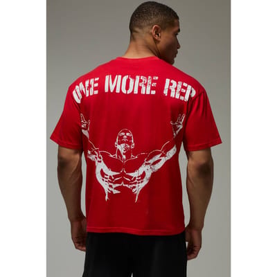 One More Rep Oversized T-Shirt | Red | Size Small