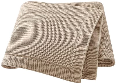 IL BAMBINI beige babydeken - 100% katoen extra zacht 100x80cm - Pluisvrije deken - babydekentjes voor wieg of ledikant - kraamcadeau