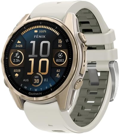 By Qubix - Geschikt voor Garmin bandje - 20mm Quickfit - Siliconen bandje - Zandgrijs - Geschikt voor Garmin Fenix 8 - 43mm