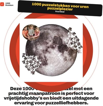 Dailygoods- Legpuzzels 1000 Stukken - Ruimte Maan Patroon - Vrijetijds Hobby - Geschenk voor Sterrenkunde - Cognitieve Vaardigheden - Oefening voor Concentratie - Puzzel
