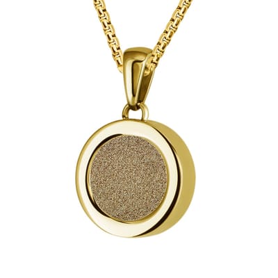 Quiges 12mm Mini Munt Hanger Verguld RVS Schroefsysteem Glans met Glitter Munt met Anker Ketting 42-46cm