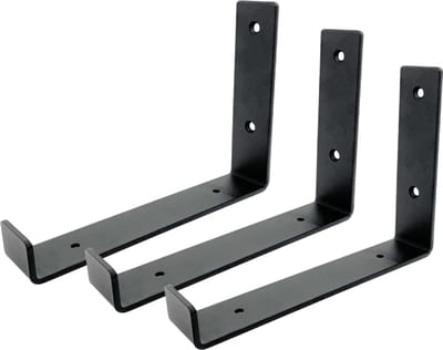 Maison DAM 3x Plankdrager L vorm up - Wandsteun – 20cm – Mat zwart - Incl. bevestigingsmateriaal + schroefbit