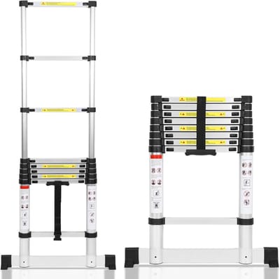 Telescopische Ladder - Uitschuifbare Ladder - Voor Klussen - Met Stabilisator - 2.6 Meter - Zilverkleurig