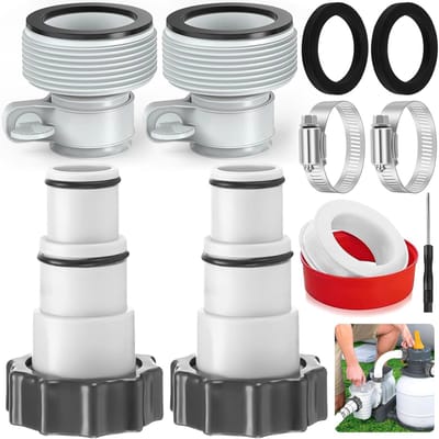 Zwembadslangadapter Set - Pomp Aansluiting - Zwembad Onderhoud - Universele Compatibiliteit - 4 Stuks - Zwart