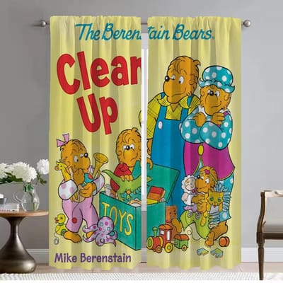 Berenstain Beren Verduisteringsgordijn voor Kamer 2 Paneel Gordijnen Kinderkamer Tule voor Slaapkamer Huis Interieur Gordijnen Shades Scheidingswand W50xH70cmx2pcs-CL blue
