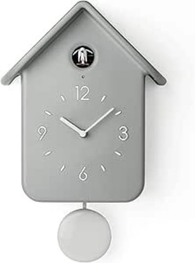 TIM® Koekoeksklok Modern - Wekker - Inclusief Gewichtsketting - Grijs - 25cm x 12cm x 39cm